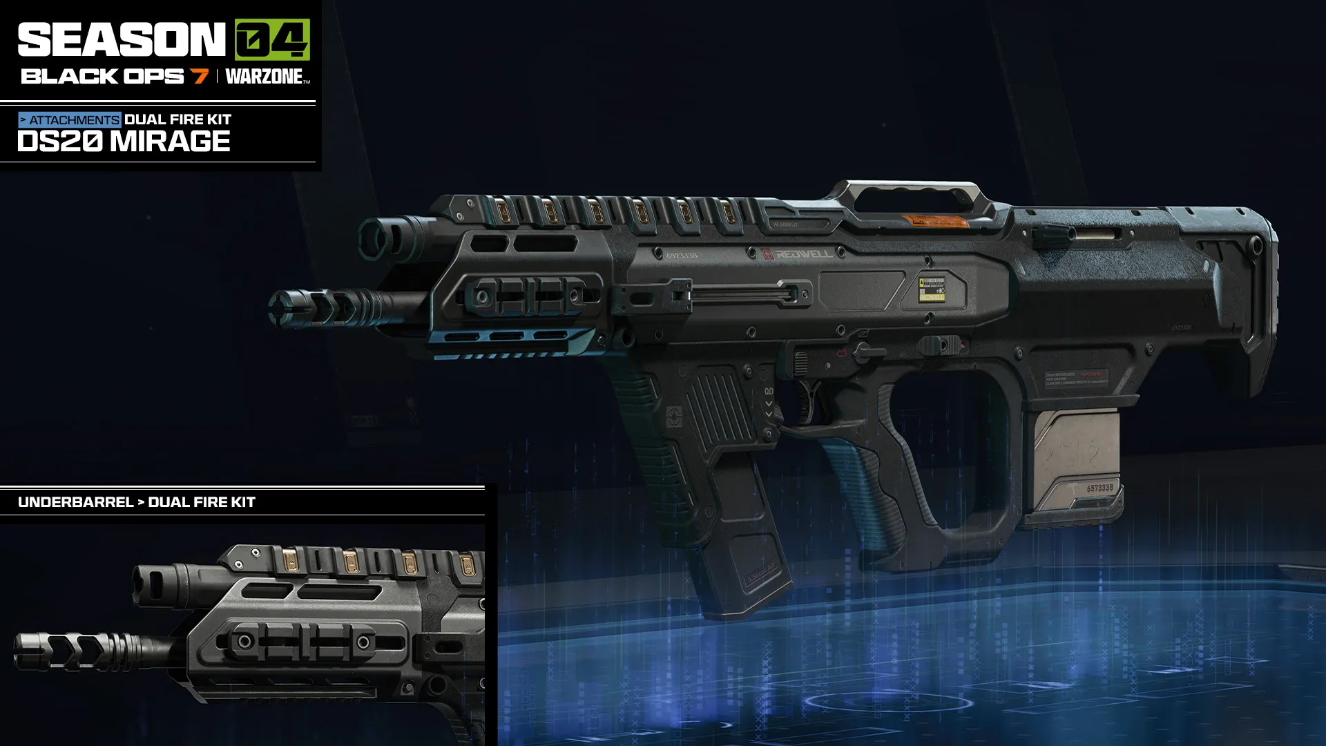 DS20 Mirage attachment preview featuring a dual-fire weapon conversion kit.
