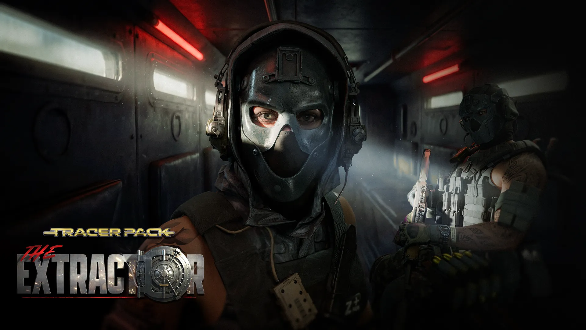 “The Extractor” bundle artwork featuring masked operators inside a dimly lit transport aircraft.