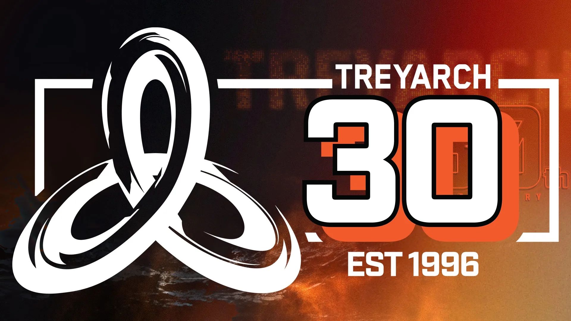 Celebratory graphic marking Treyarch's 30th anniversary, featuring the studio logo and "EST 1996."