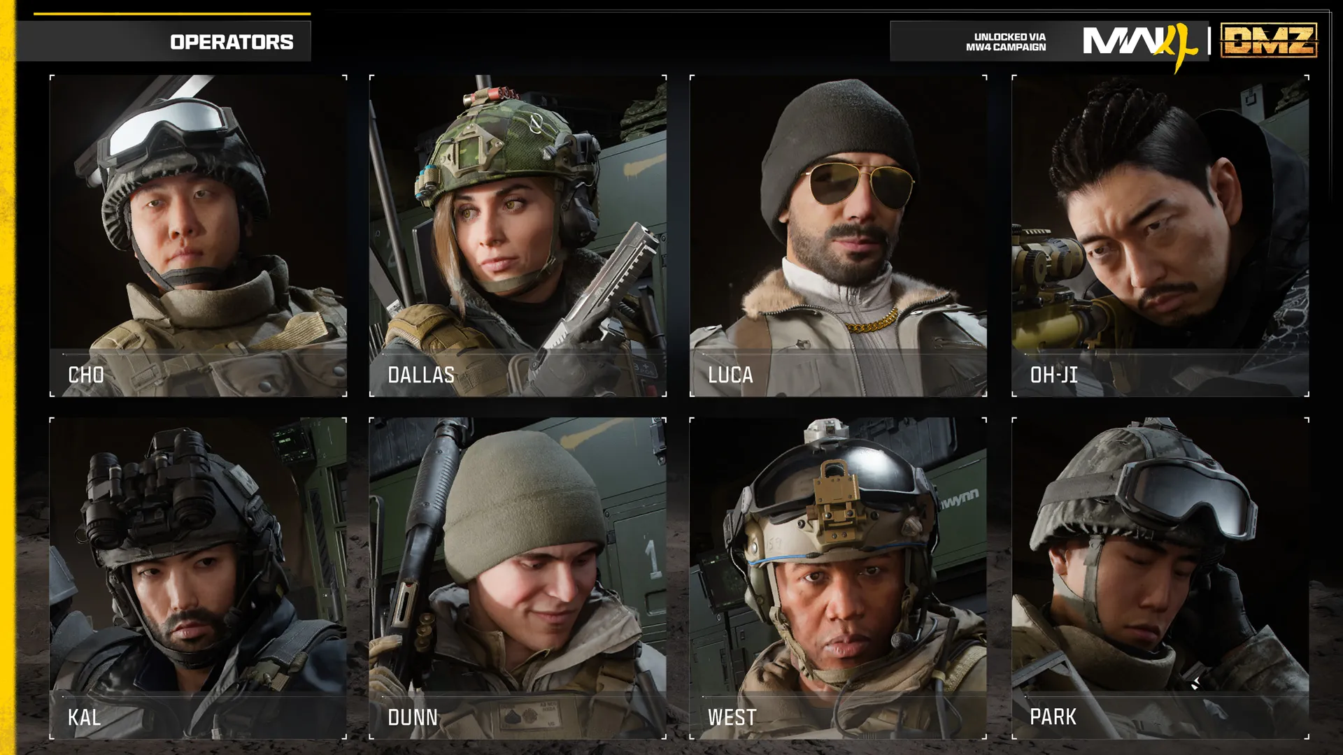 Campaign Operator chart featuring Cho, Dallas, Luca, Oh-Ji, Kal, Dunn, West, and Park.